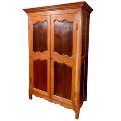 Antique Teak Colonial Armoire with Rosewood Panels
