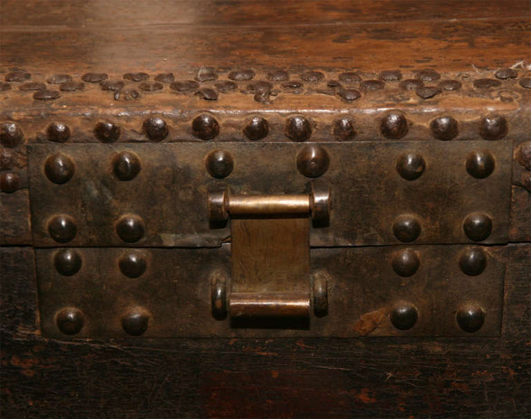 Chinese Elmwood Trunk with Iron Fittings For Sale