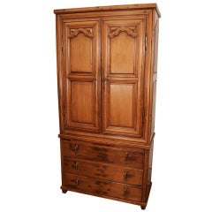 Antique Teak Armoire with Three Drawers