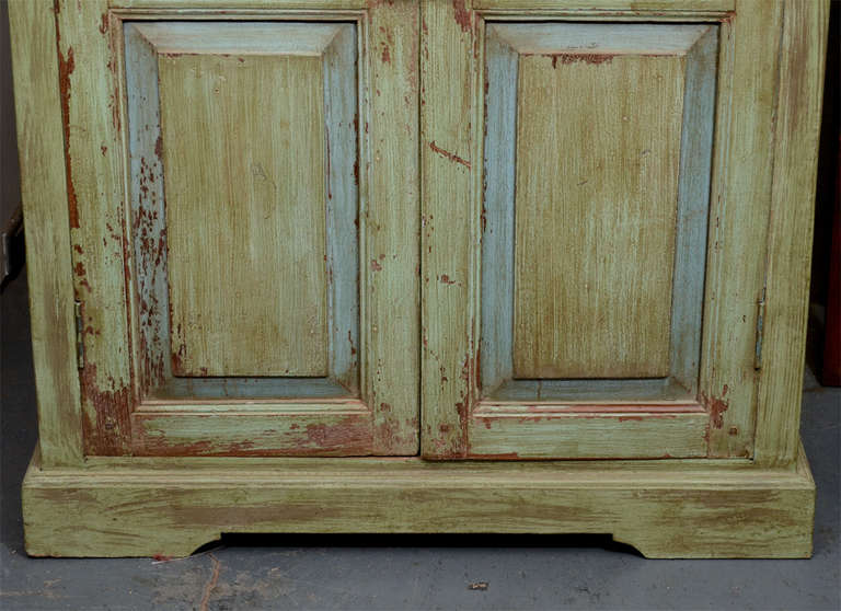 Green Painted Armoire with Glass Windows