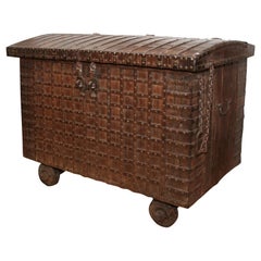 Used Wheeled Trunk with Iron Fittings