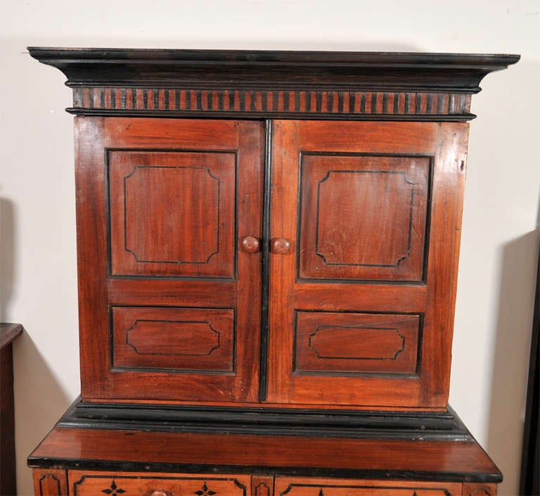 Mahogany & Ebony Credenza Desk with Hutch In Excellent Condition For Sale In Brooklyn, NY