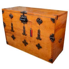 Blond Blanket Chest with Iron Fittings