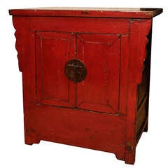 Antique Red Painted Buffet Cabinet