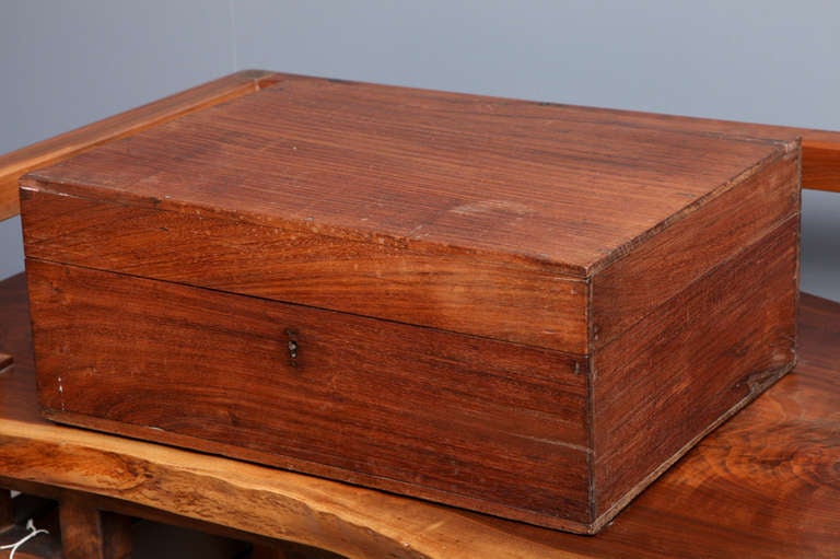 Antique Solid Teak Wood Indian Stationary Box For Sale 4