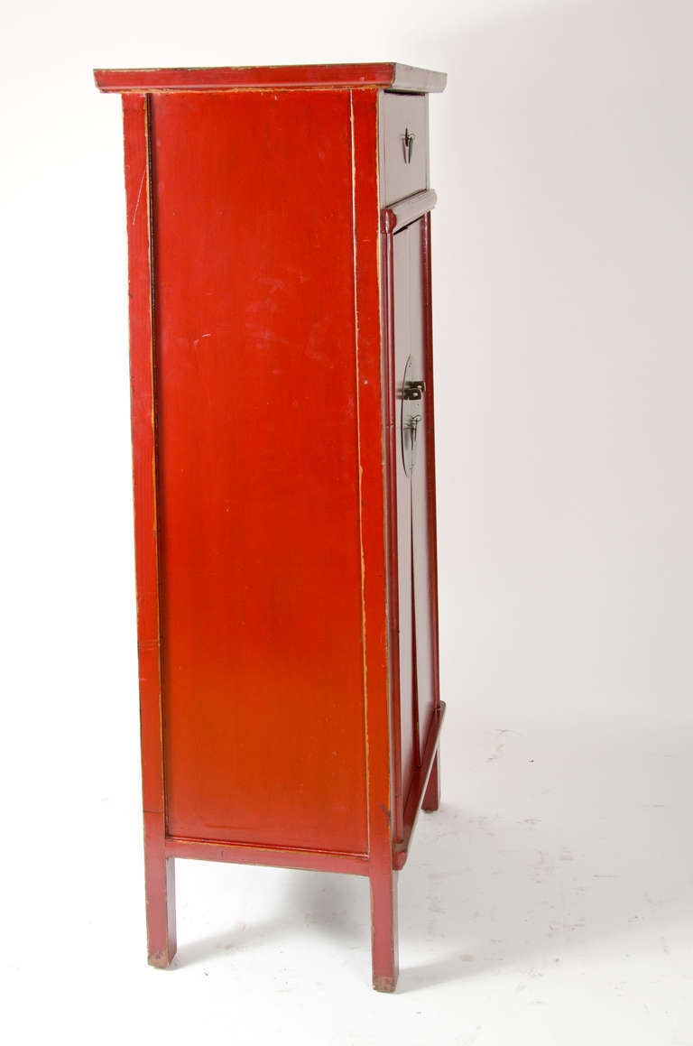 Red Lacquered Elmwood Cabinet
