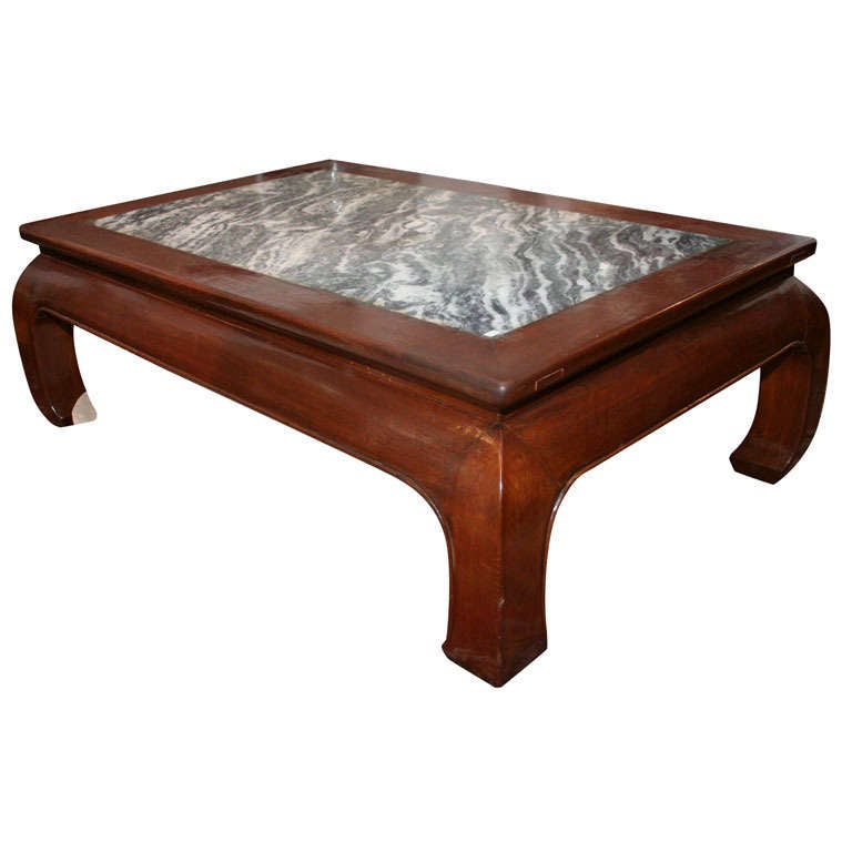Marble Topped Elmwood Coffee Table