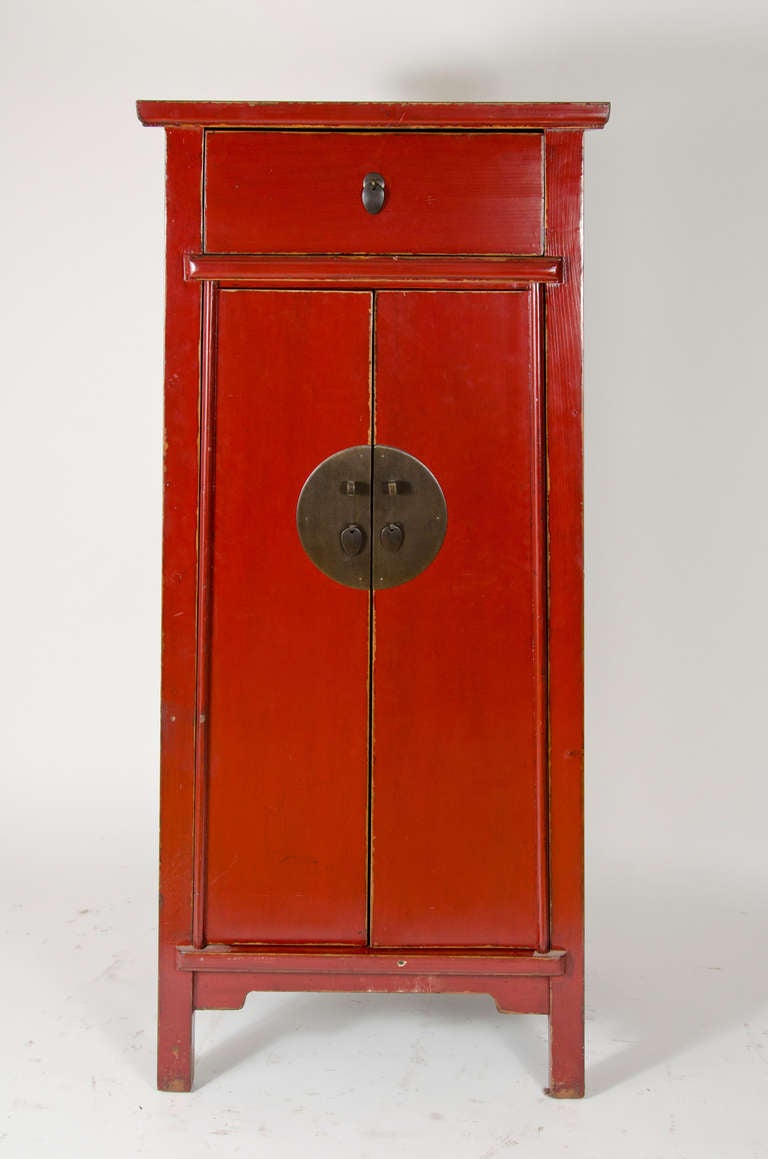 Red Lacquered Elmwood Cabinet