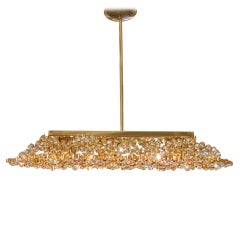 Lobmeyr Brass and Crystal Pendant Flush Mount with Tapered Ends, 1960s