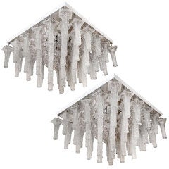 Spectacular Oversized Pair of Italian Chandeliers by Venini, circa 1960 5