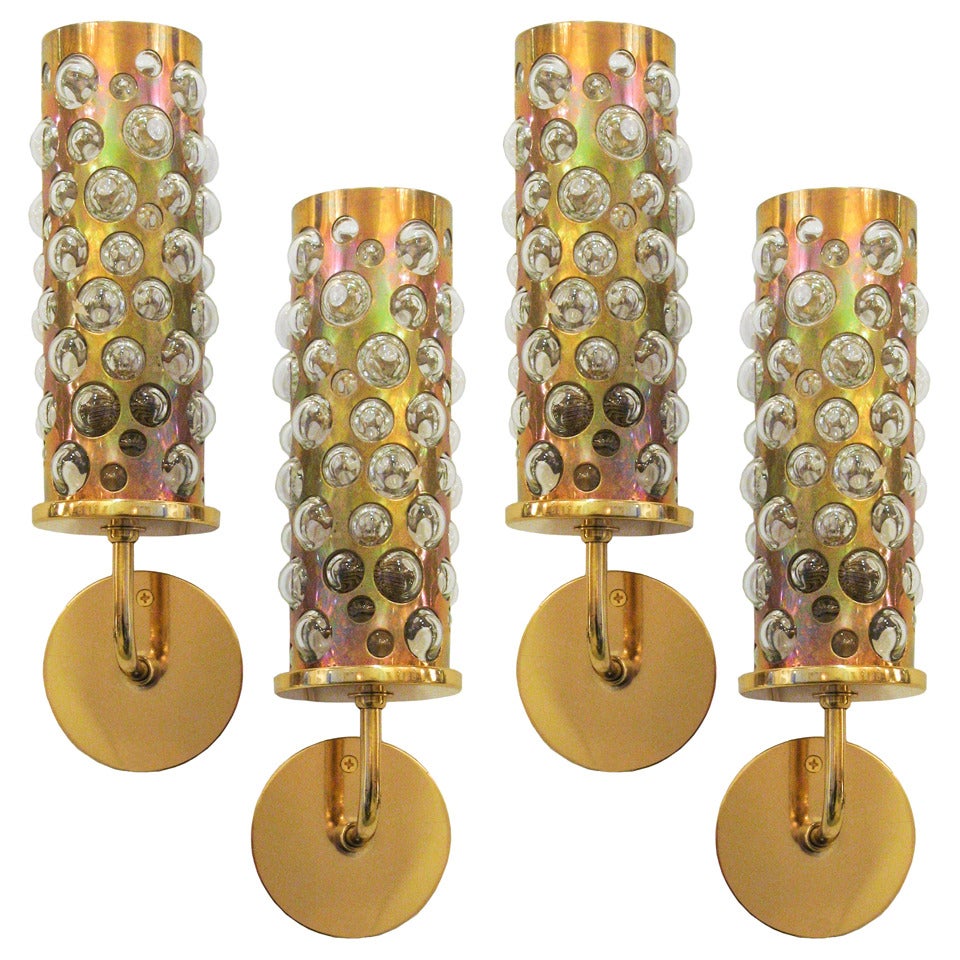4 Italian Cylinder Sconces In Brass