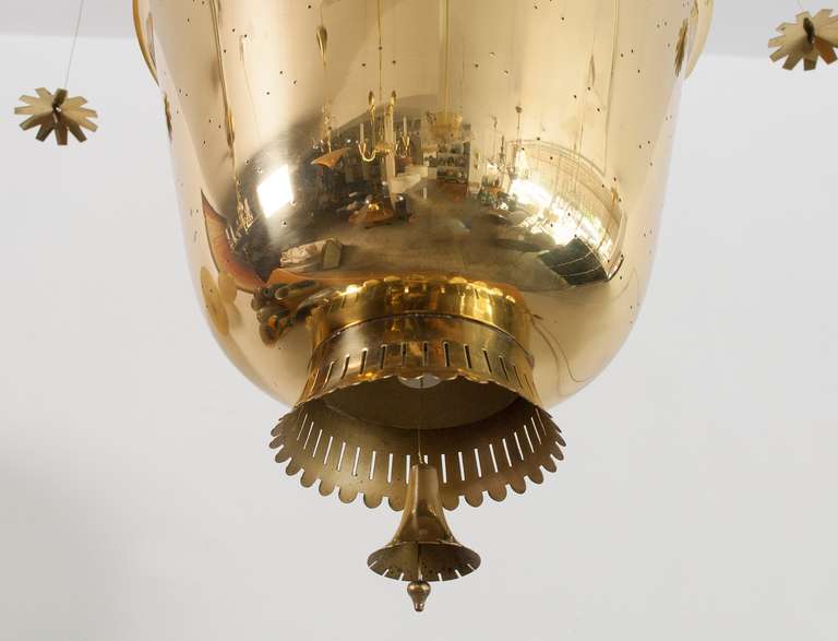 Finnish Paavo Tynell Chandelier with Brass Flowers