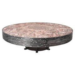 Round Coffee Table with Mosaic of Stones by Pia Manu