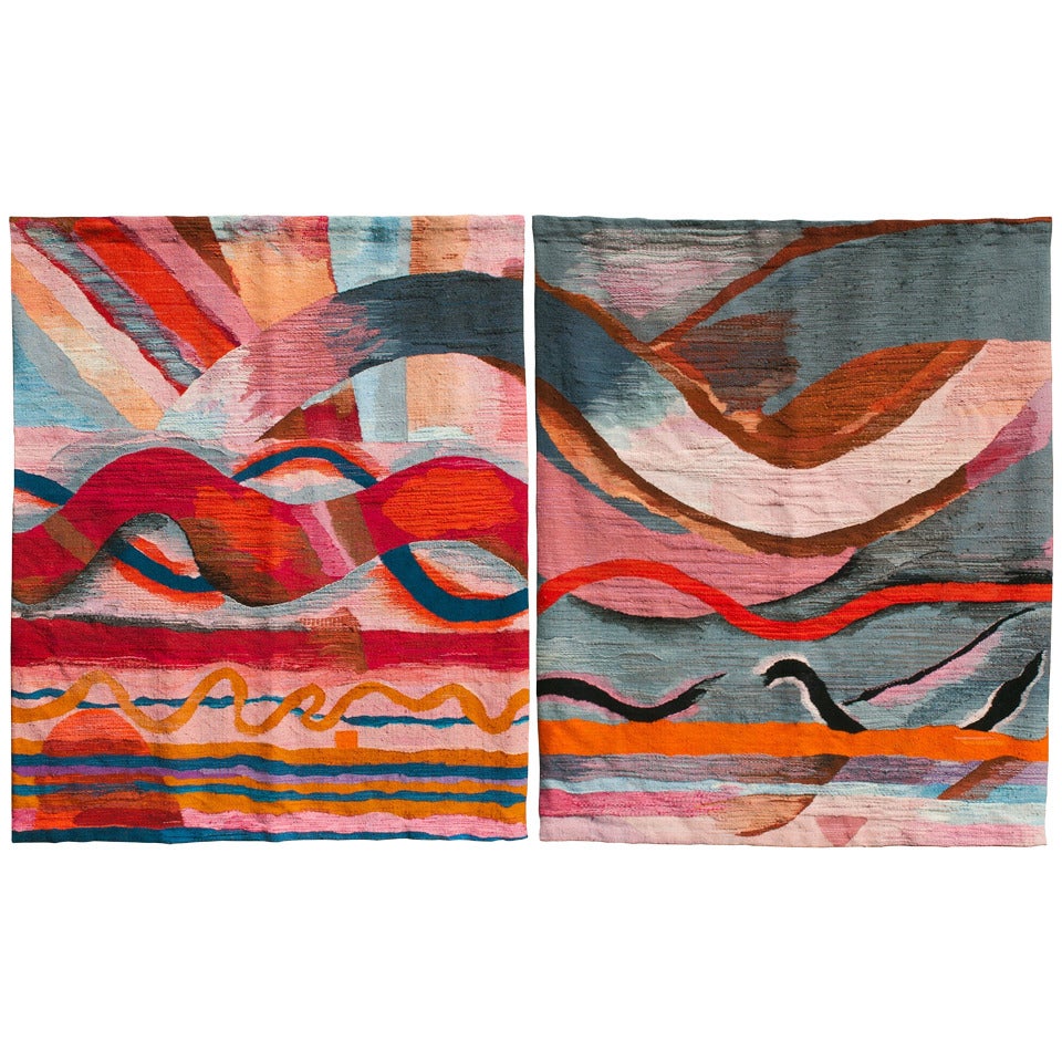 Pair of Scandinavian "Over Land and Water" Tapestries by Kristina Rindar