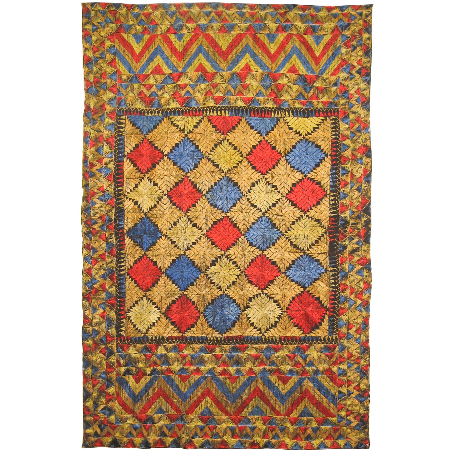 Hand Embroidered Phulkari with Silk Stitches from West India, circa 1900