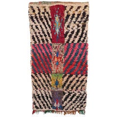 Vintage Berber Hand-Knotted Moroccan "Boucherouite" Rug