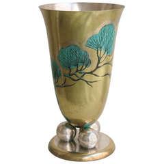  WMF Grand Scale Metal Vase with Art Deco Design, circa 1938