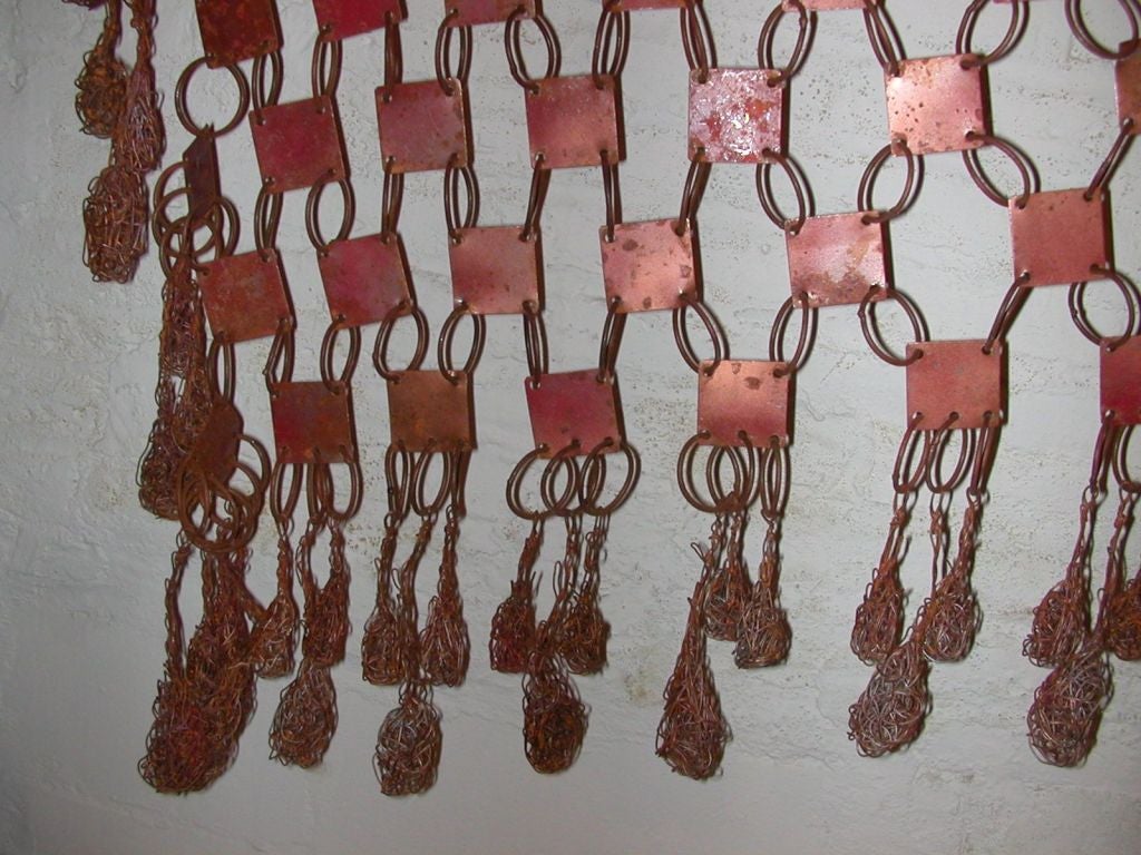 Mid-Century Modern Unique Brazilian Wall Hanging in Copper Treated Metal, circa 1980 For Sale