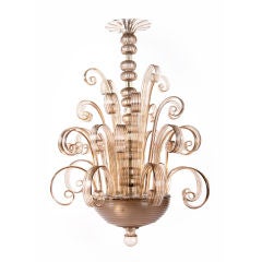 Murano fountain chandelier in champagne colored glass