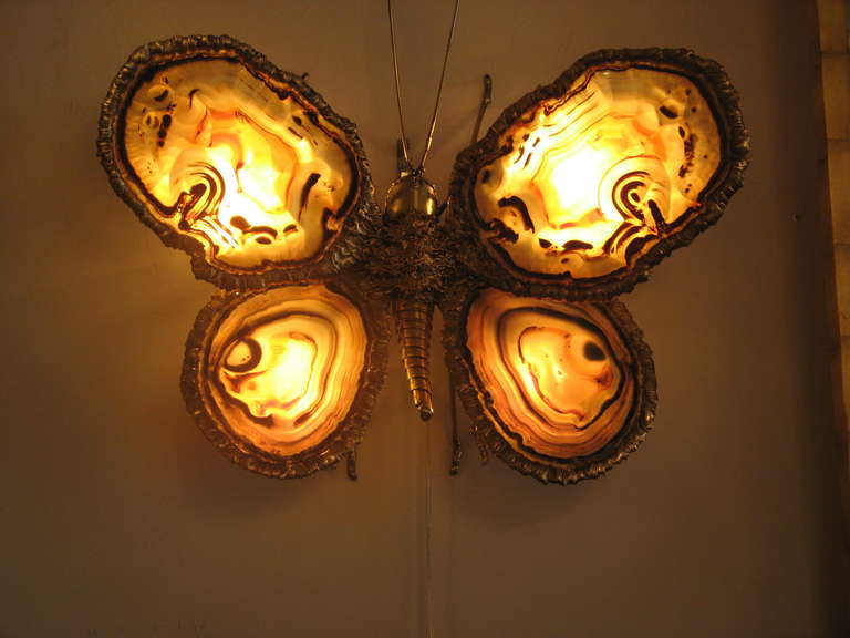 Late 20th Century Jacques Duval-Brasseur Spectacular Butterfly Sconce, circa 1970