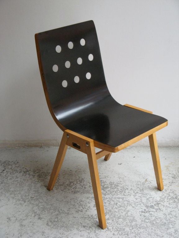 Austrian Beechwood and Bent Plywood Stacking Chairs Roland Rainer