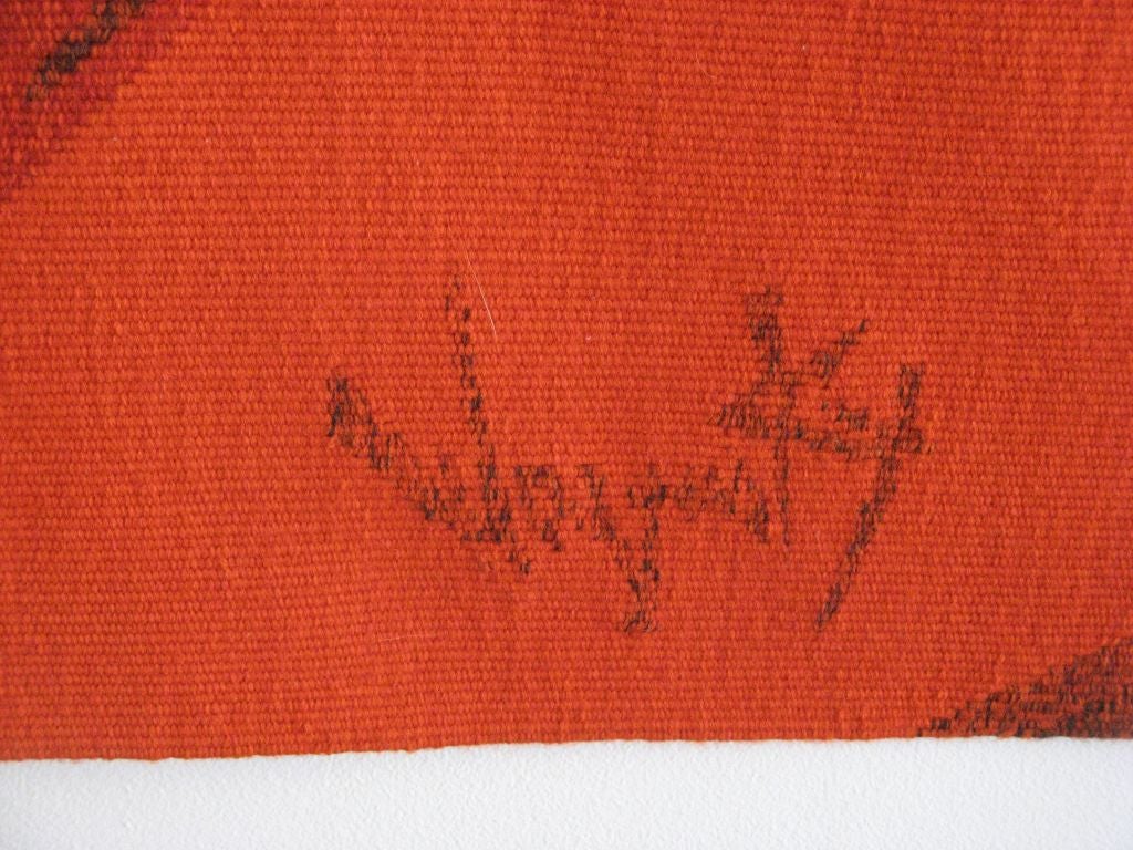 Woven Robert Wogensky Unique French Wool Tapestry, circa 1969 For Sale