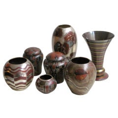 Collection of brown WMF vases, c. 1920