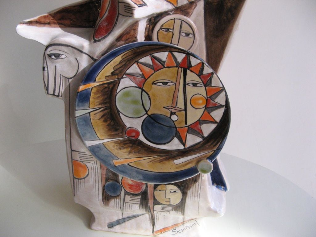 Italian Pair of fantastic sculptural vases by Elio Schiavon