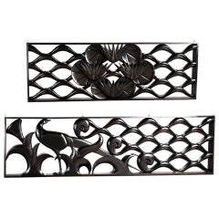 French decorative Art Deco panels in carved wood