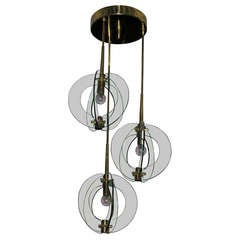 Italian Green Glass Spheres Chandelier in the Style of Fontana Arte, circa 1940 6
