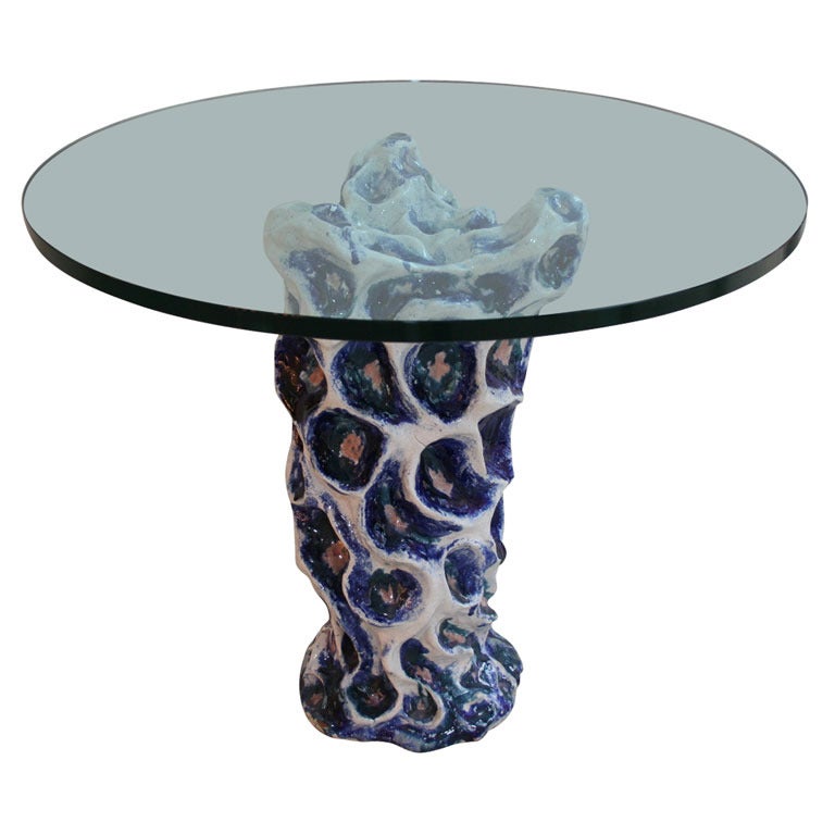 Federico Quattrini Unique Italian Ceramic Side Table, circa 1952