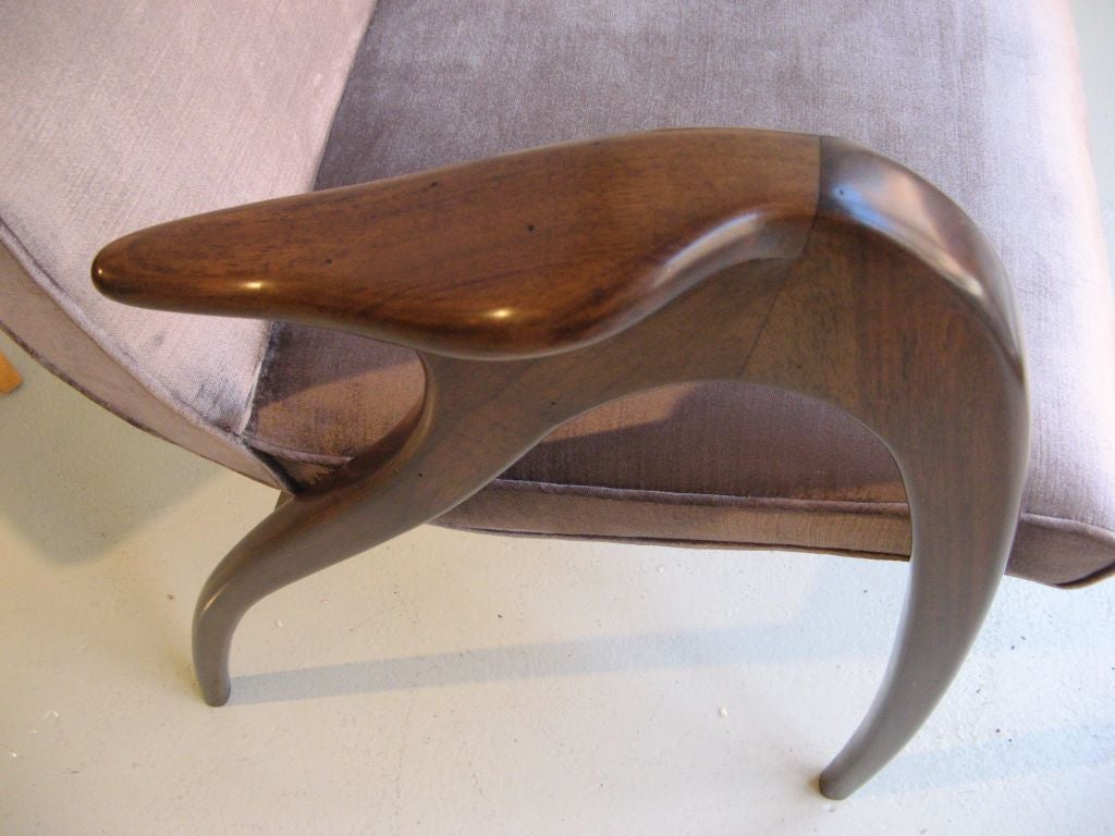Walnut Sculptural armchair by Malatesta & Masson