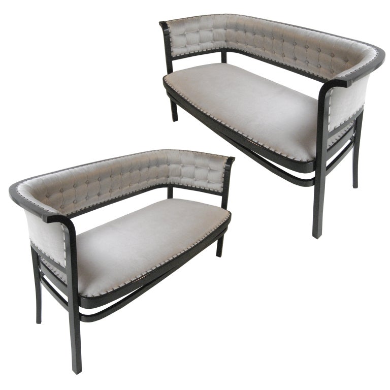 Elegant pair of Vienna Secession settees by Marcel Kammerer 1