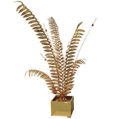 Brass Floor Lamp with Stylized Palm Tree Branches Embellished with Crystals