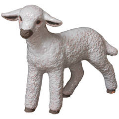 Vintage Late 20th Century Faience Baby Lamb