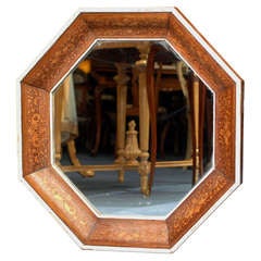 Italian Fruitwood and Marquetry Octagonal Looking Glass