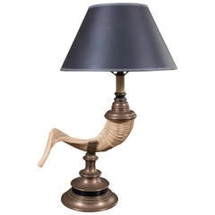 20th Century "Faux Rams Horn" Table Lamp on Circular Base