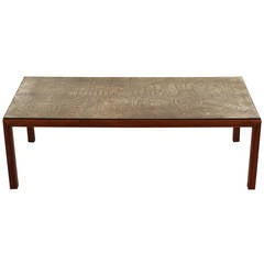 Italian Etched Brass Top Coffee Table Imported by John Stuart, Nyc