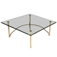  Brass Bronze And Glass Sculptural Coffee Table