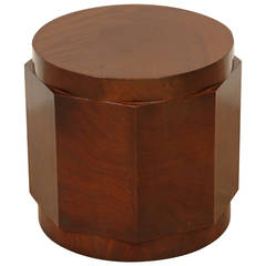 Octogonal Walnut Burl Pedestal Side Table by Dunbar