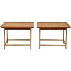 Pair of Cane and Brass Side Tables by Kipp Stewart & Stewart MacDougall