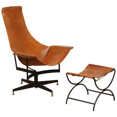 Leather Swivel Chair and Ottoman by Max Gottschalk