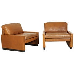 Pair of Dutch Leather Armchairs by Straub