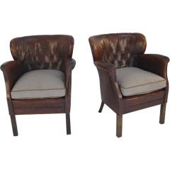 Pair of 1940's French Leather Chairs