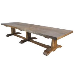 Massive Oak Trestle Dining Table