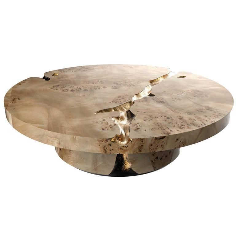 European Modern Wood and Brass Empire Center Coffee Table by Boca do Lobo For Sale