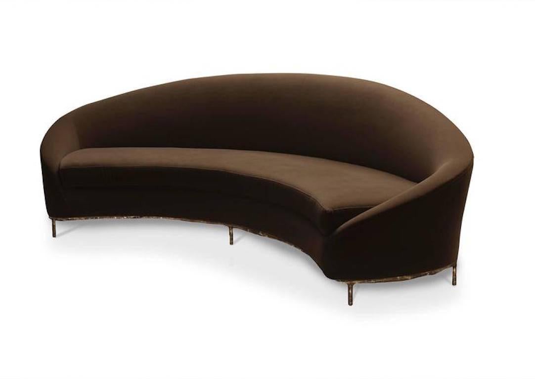 Contemporary European Modern Velvet and Bronze Vamp Curvilinear Lounge by Koket For Sale