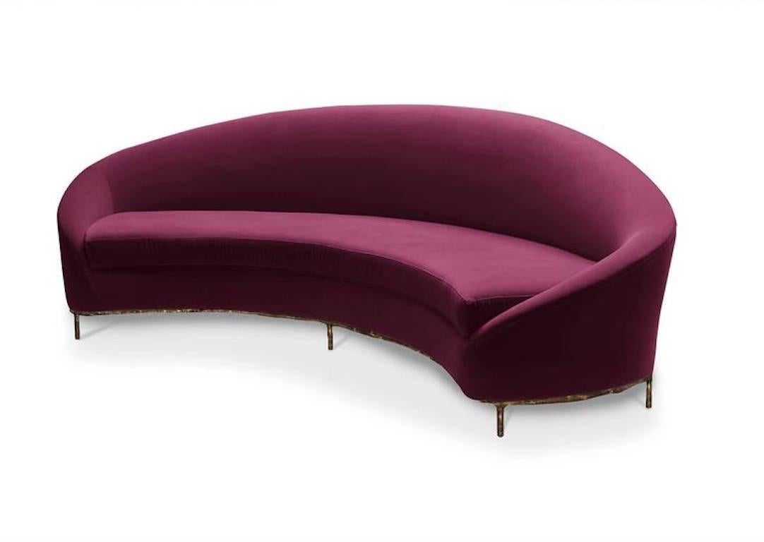 European Modern Velvet and Bronze Vamp Curvilinear Lounge by Koket In Excellent Condition For Sale In Sydney, NSW
