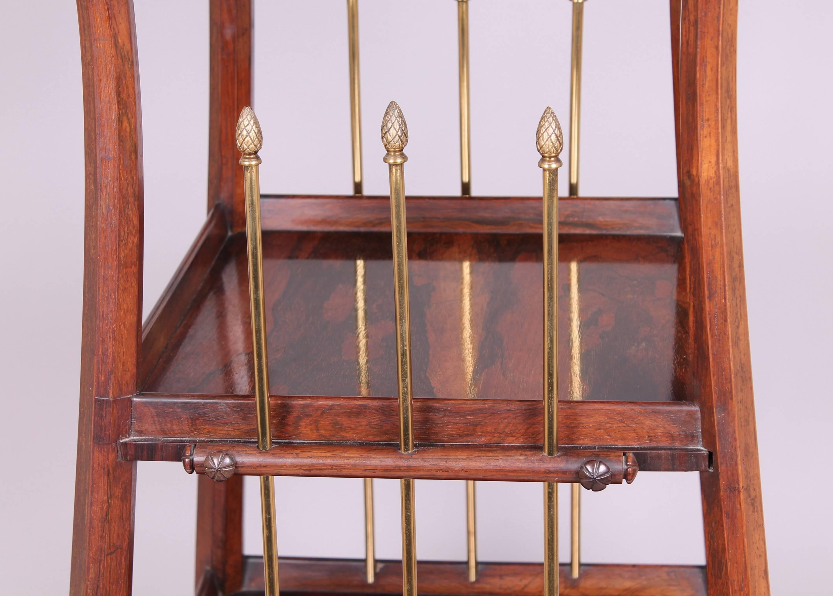Fine and Unusual Regency Rosewood Whatnot of Stylized Lyre Form In Good Condition In Cambridge, GB