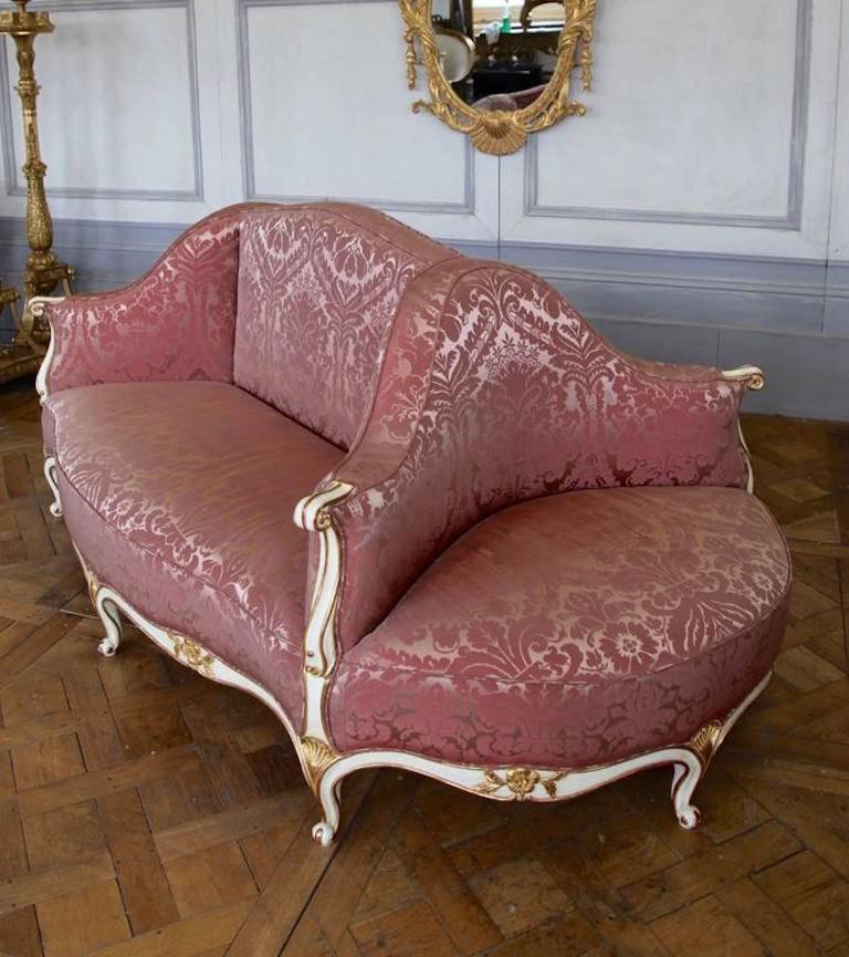 English Louis XV Style, Free Standing Oval Sofa Reproduced by La Maison London